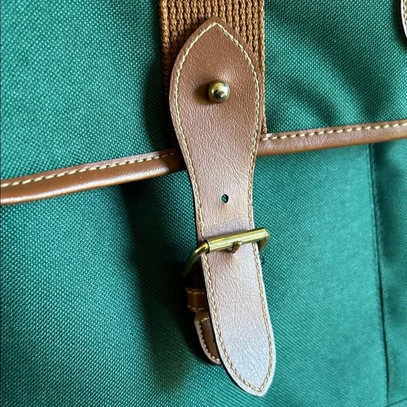 Vintage 90s Ralph Lauren Pony Logo Leather Trim Briefcase Messenger Bag - Picture 3 of 7